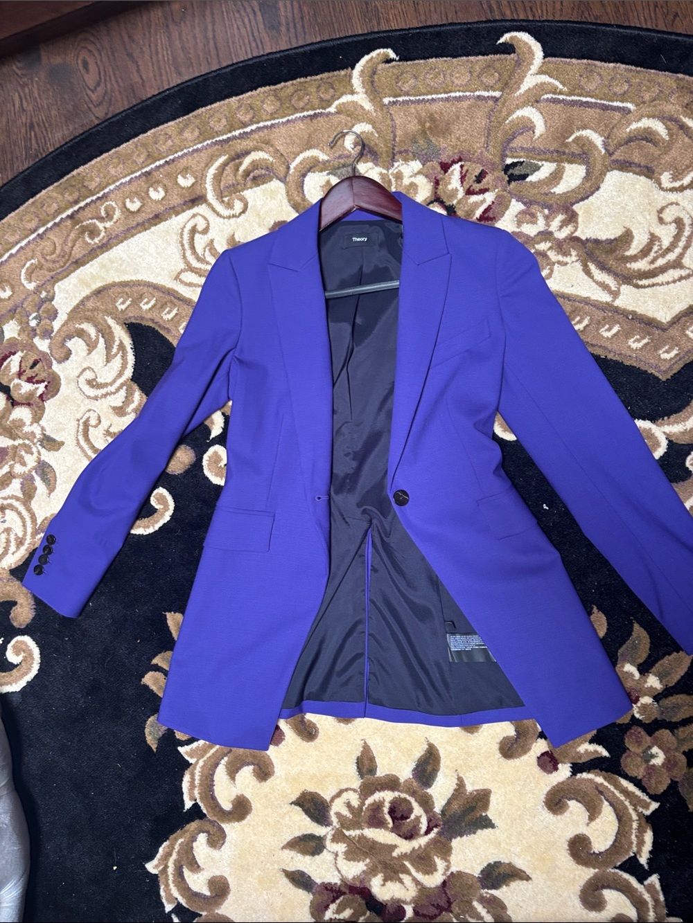 Theory Etiennette Wool Blazer in Blue Iris
